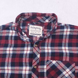 One Day Away Tartan Flannel Button Up Shirt Mens Size Medium M Blue Maroon